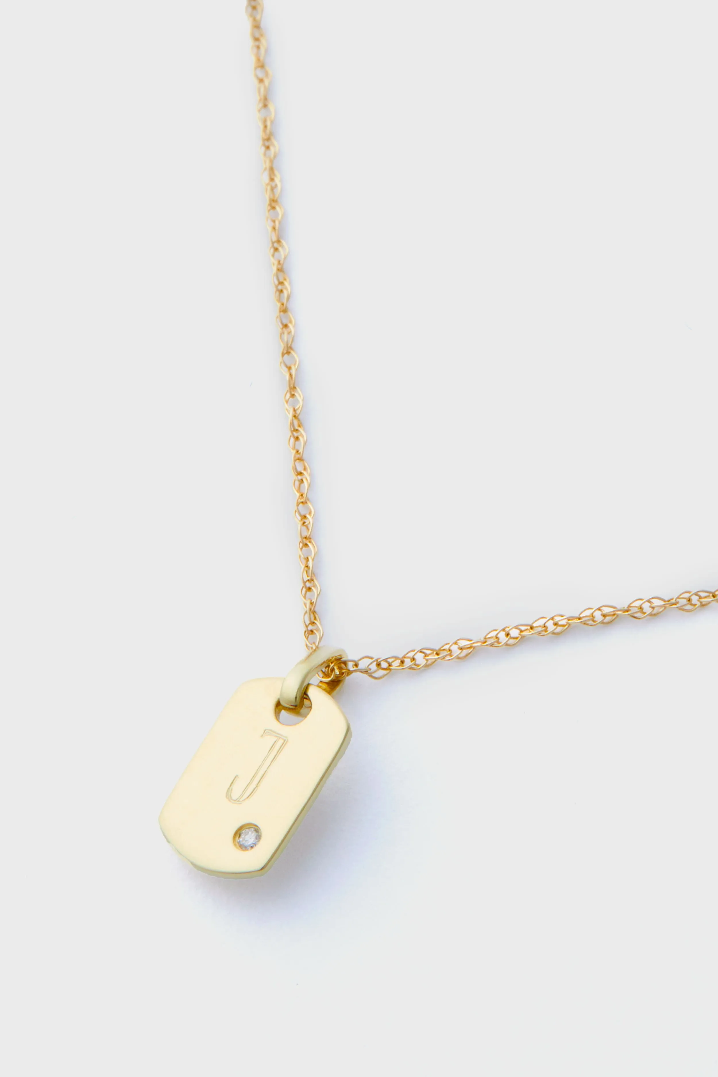 14k Gold Diamond Dog Tag Charm