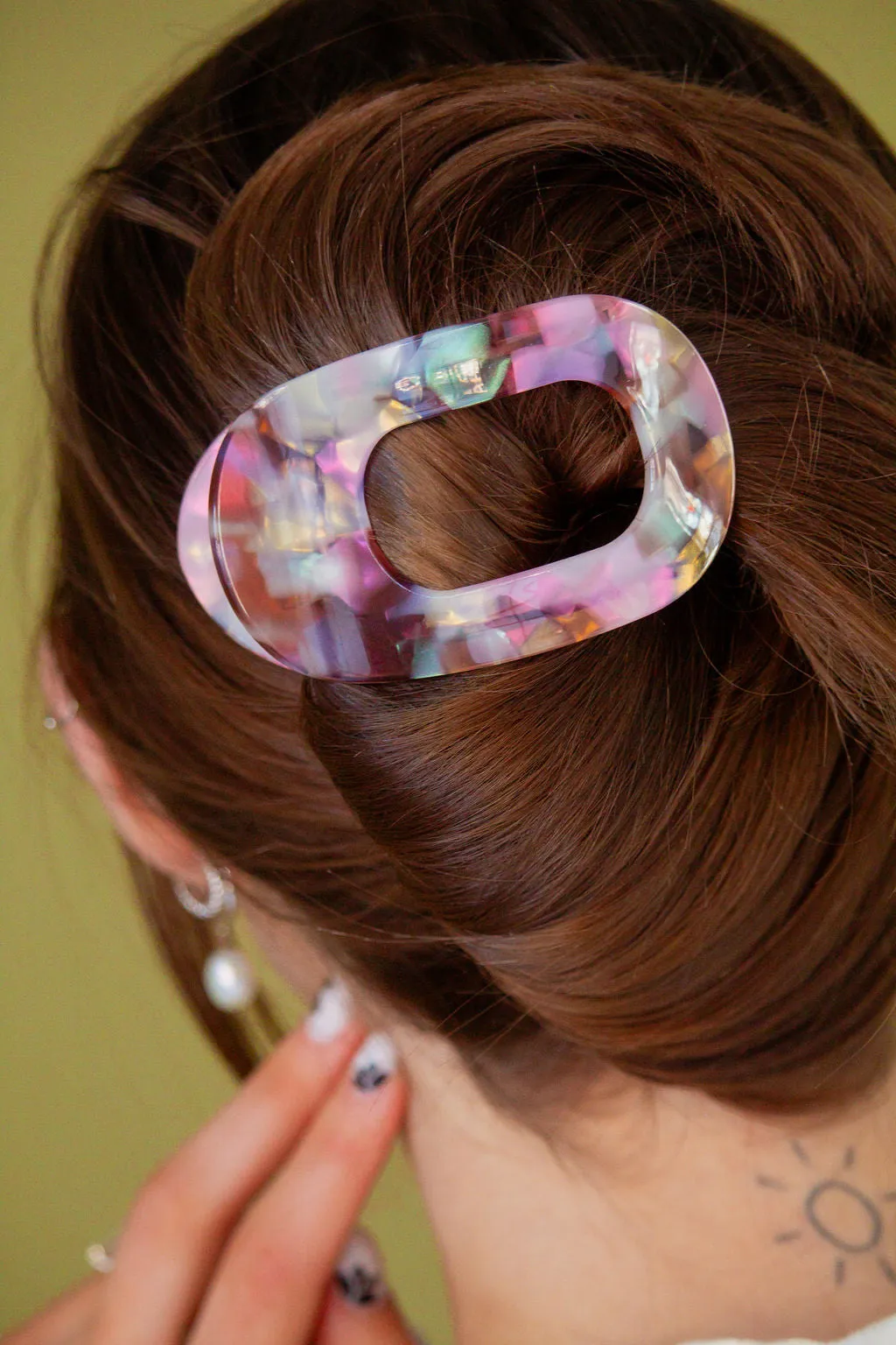 Acetate Circle Cutout Flat Claw Clips Andi