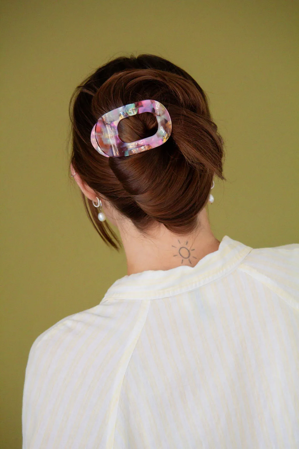 Acetate Circle Cutout Flat Claw Clips Andi