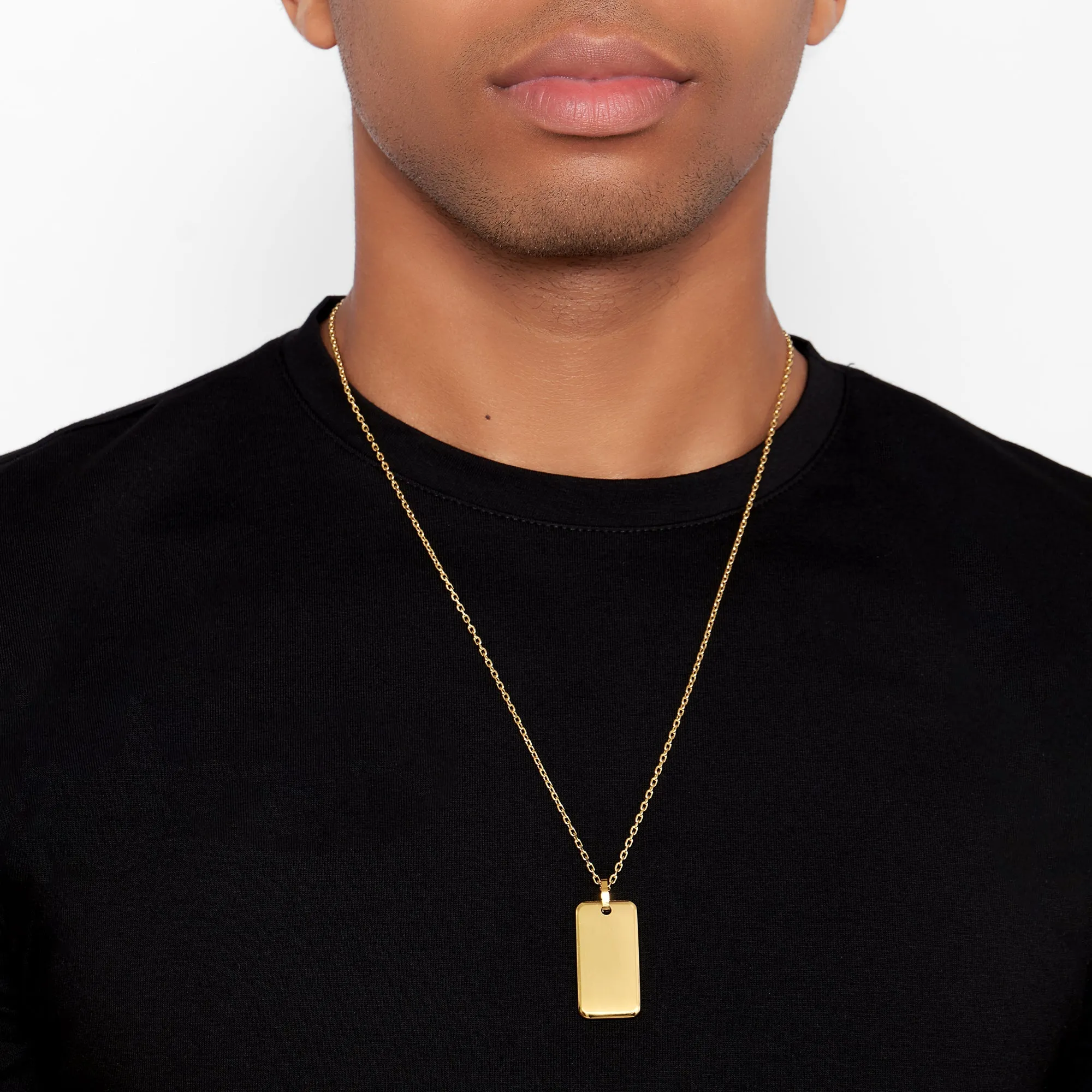 Adornia Dog Tag Necklace 24" gold