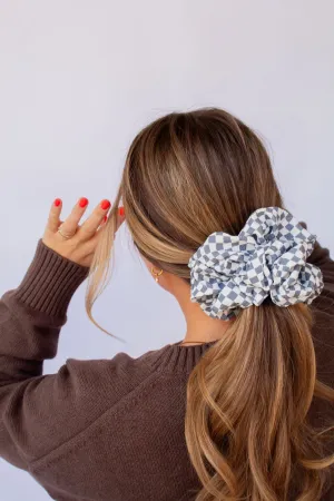 Andi x Rad Rev Grey Checkered Jumbo Scrunchie Andi