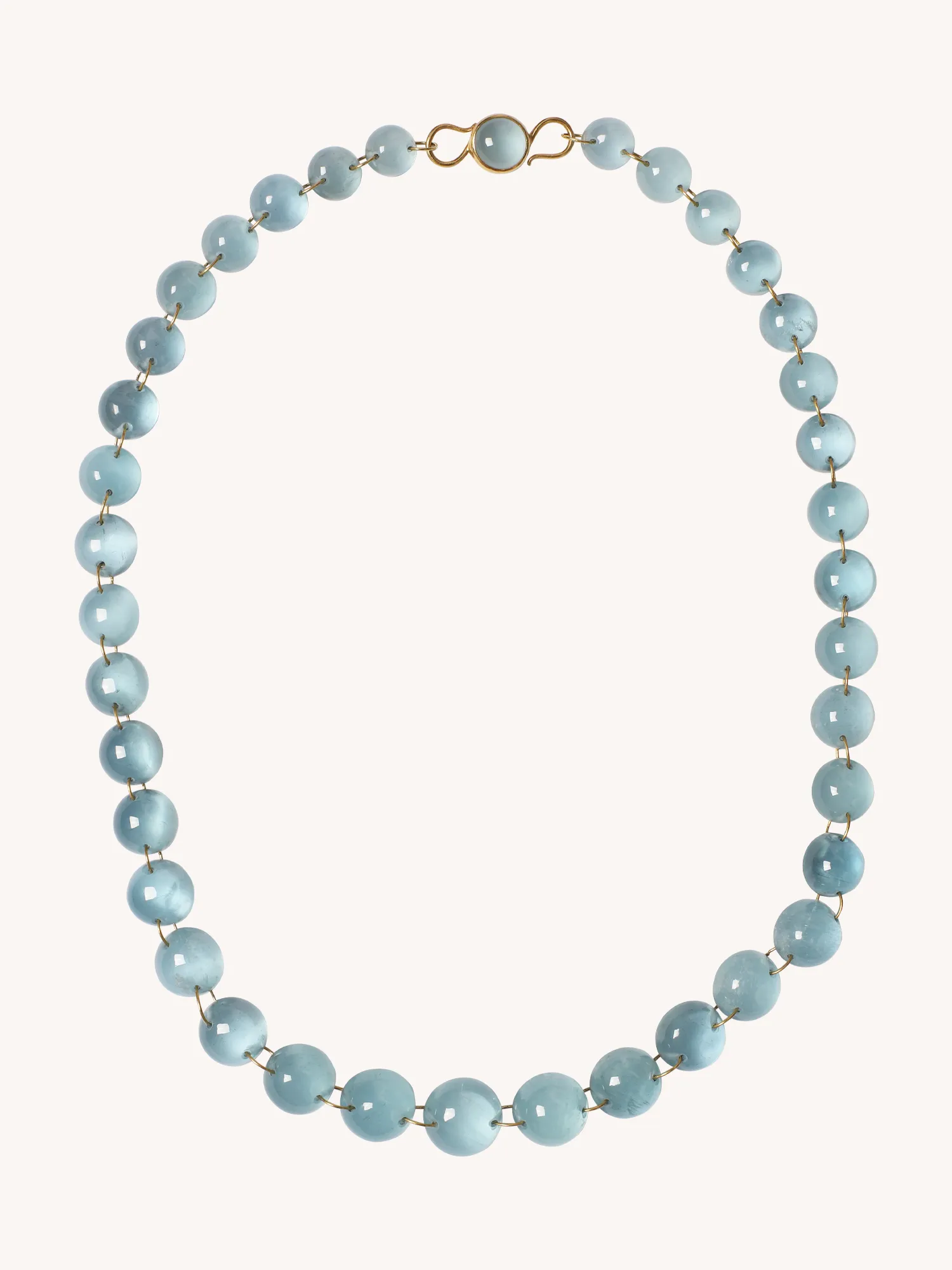 AQUAMARINE MILKY CABOCHON NECKLACE