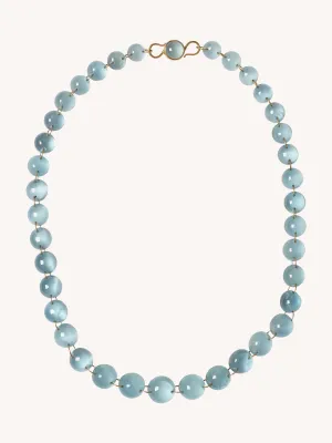 AQUAMARINE MILKY CABOCHON NECKLACE