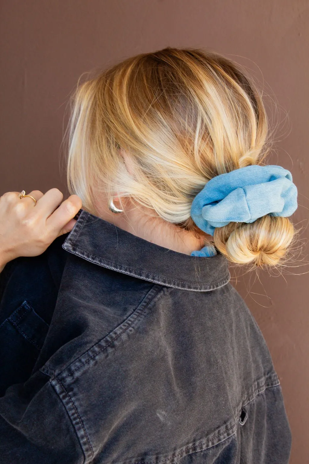 Baby Blue Jean Oversized Scrunchie Andi