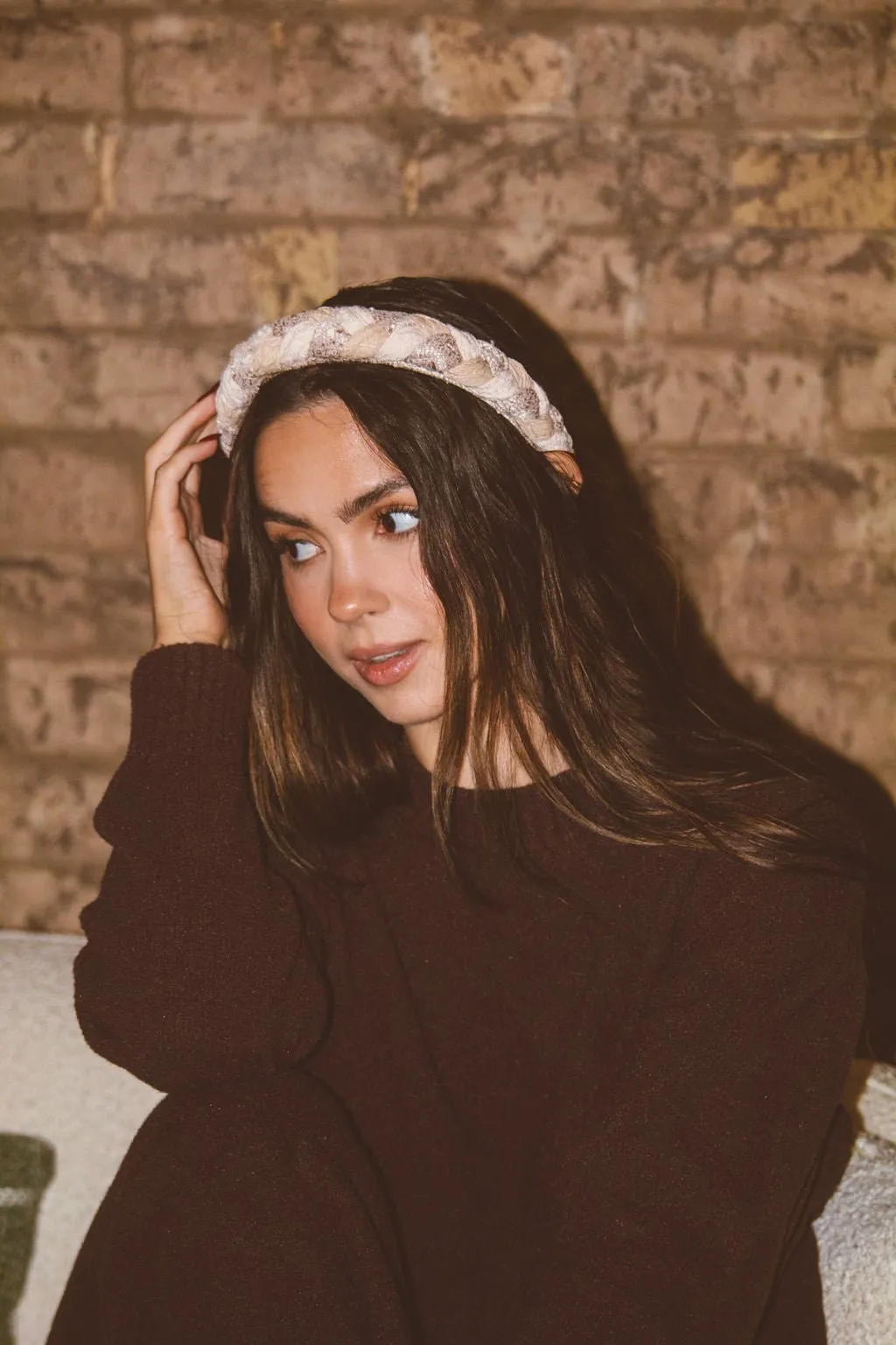 Beige Braided Headband Andi