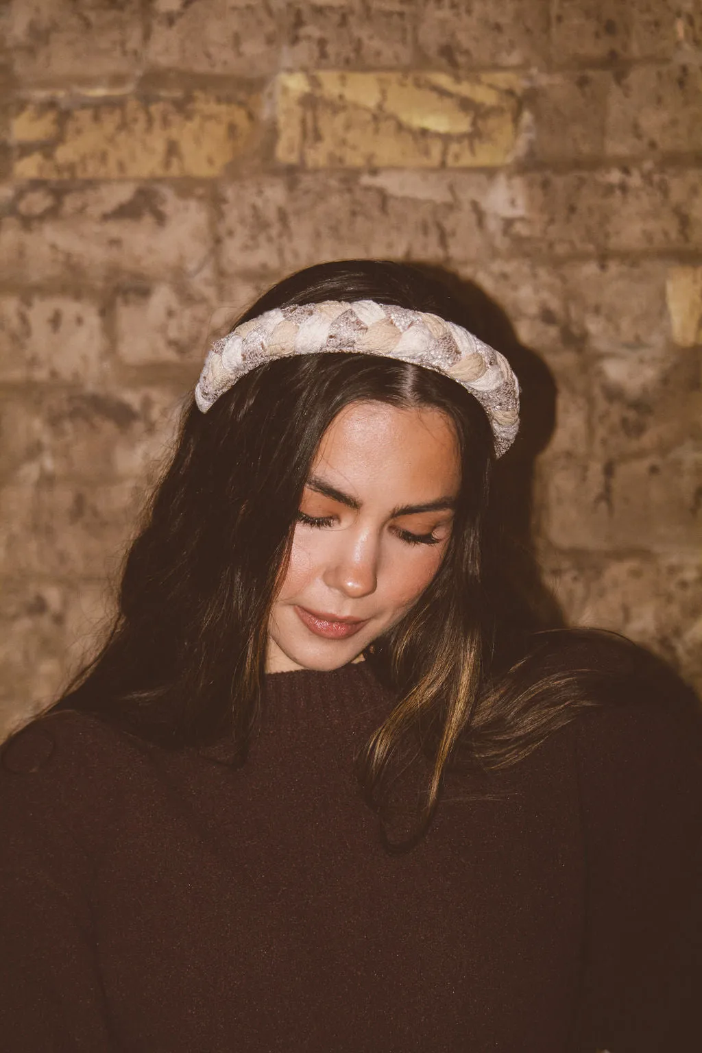 Beige Braided Headband Andi