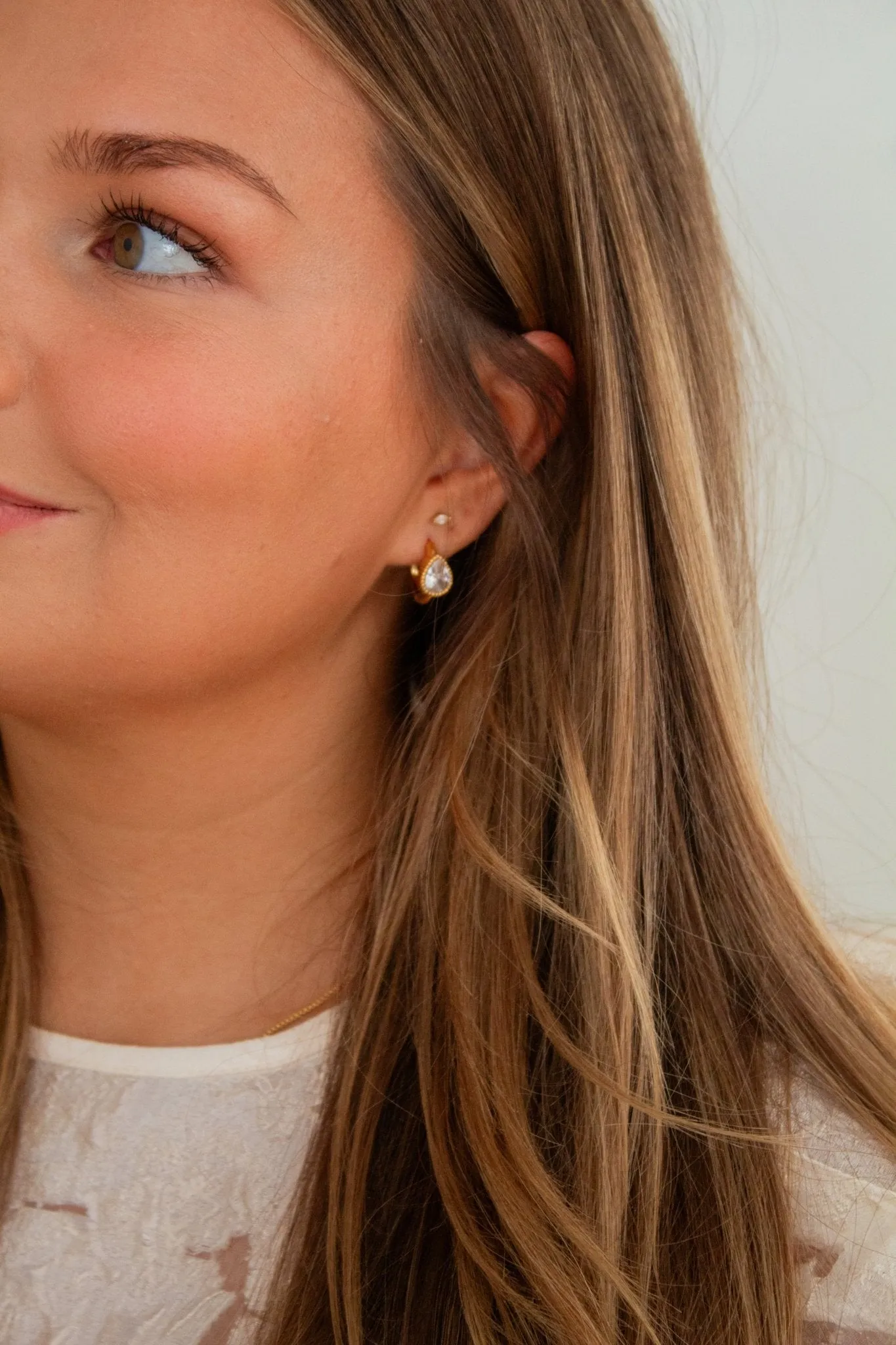 Bezel Gemstone Hoop Earrings Andi