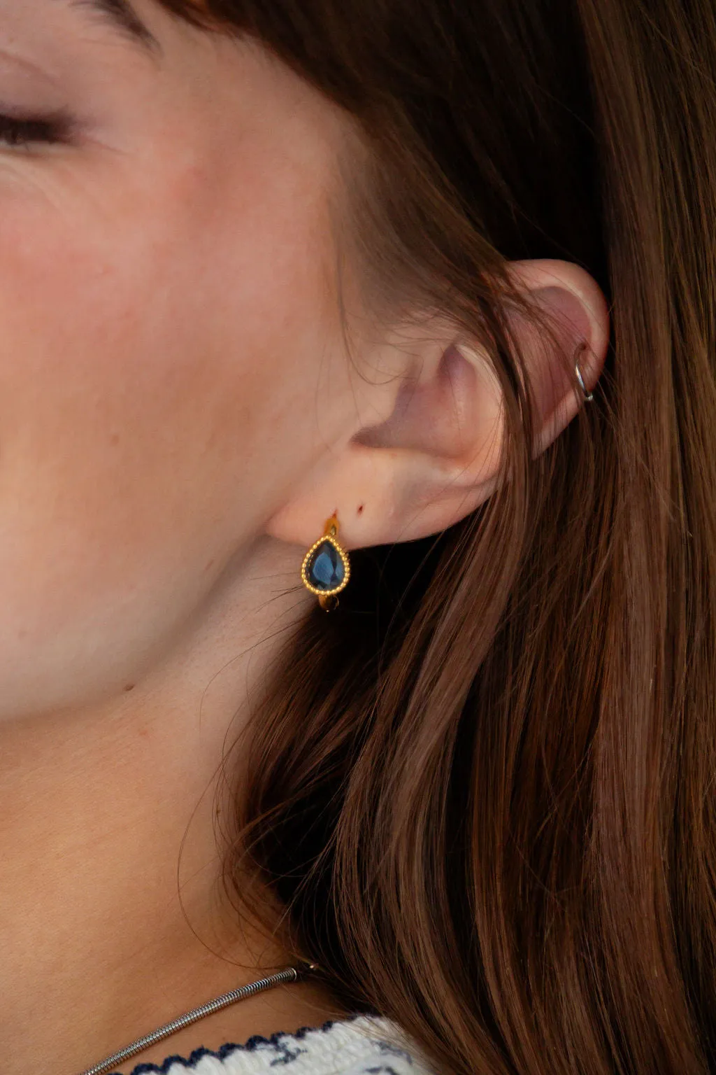 Bezel Gemstone Hoop Earrings Andi