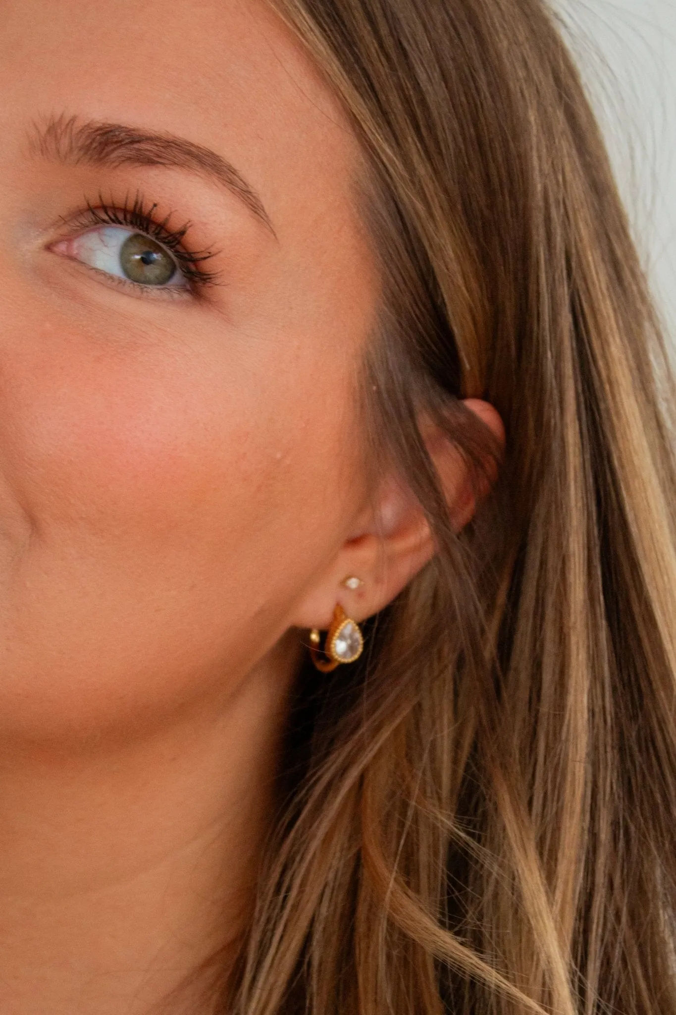 Bezel Gemstone Hoop Earrings Andi