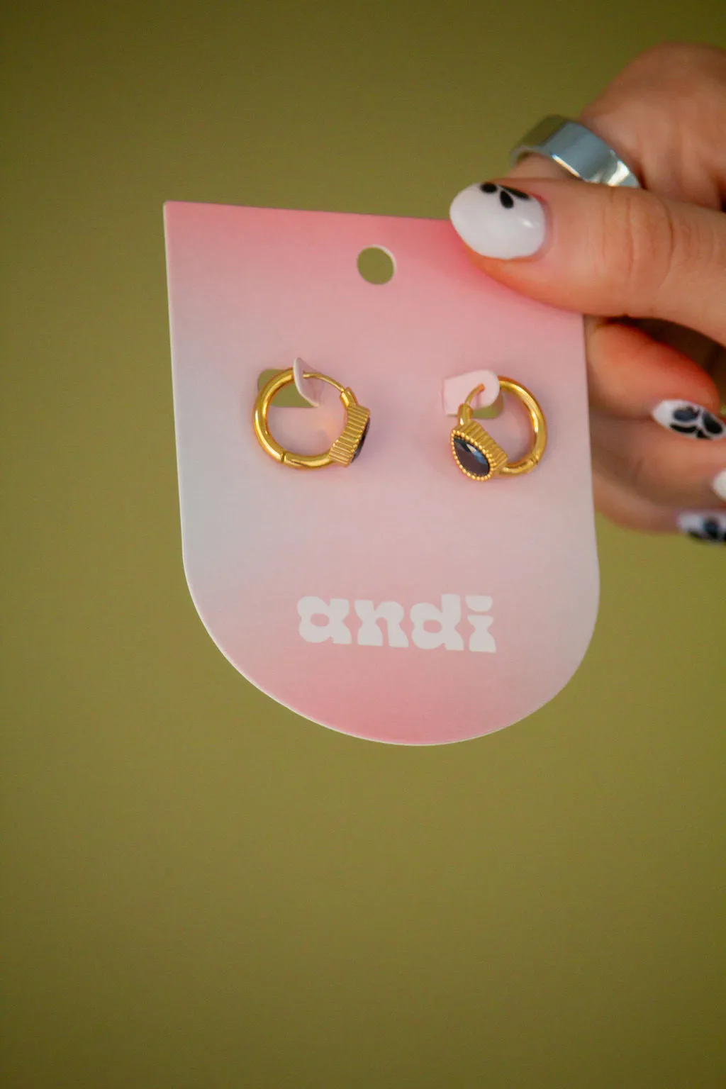 Bezel Gemstone Hoop Earrings Andi