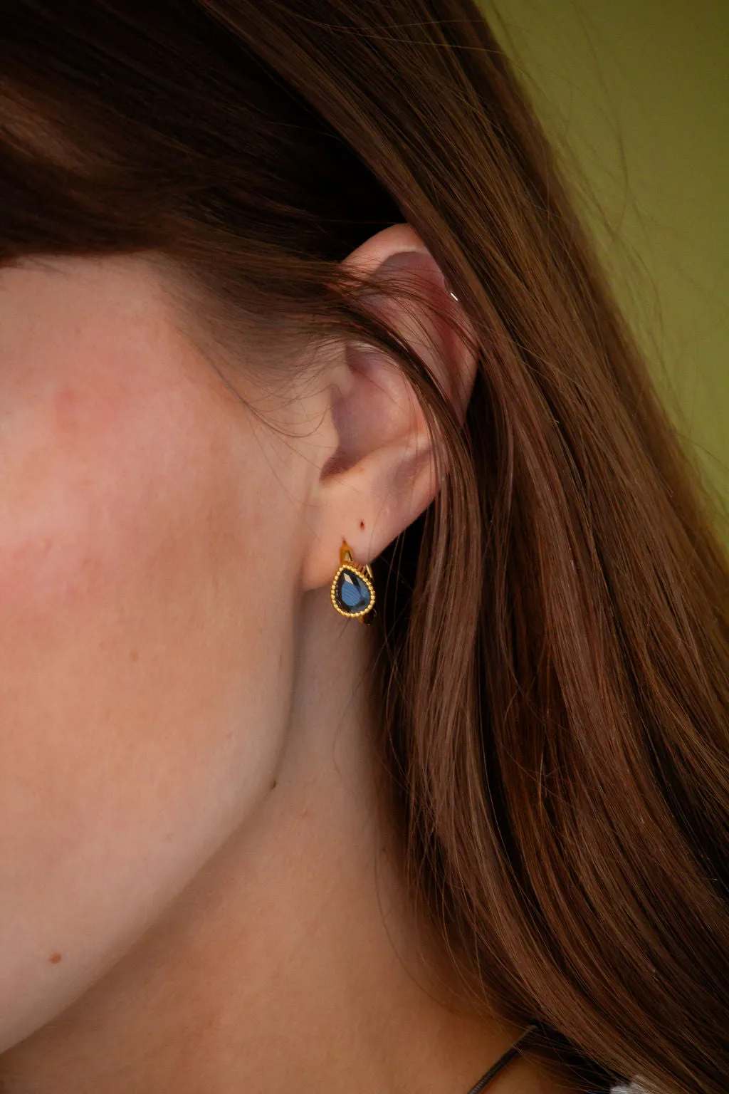 Bezel Gemstone Hoop Earrings Andi