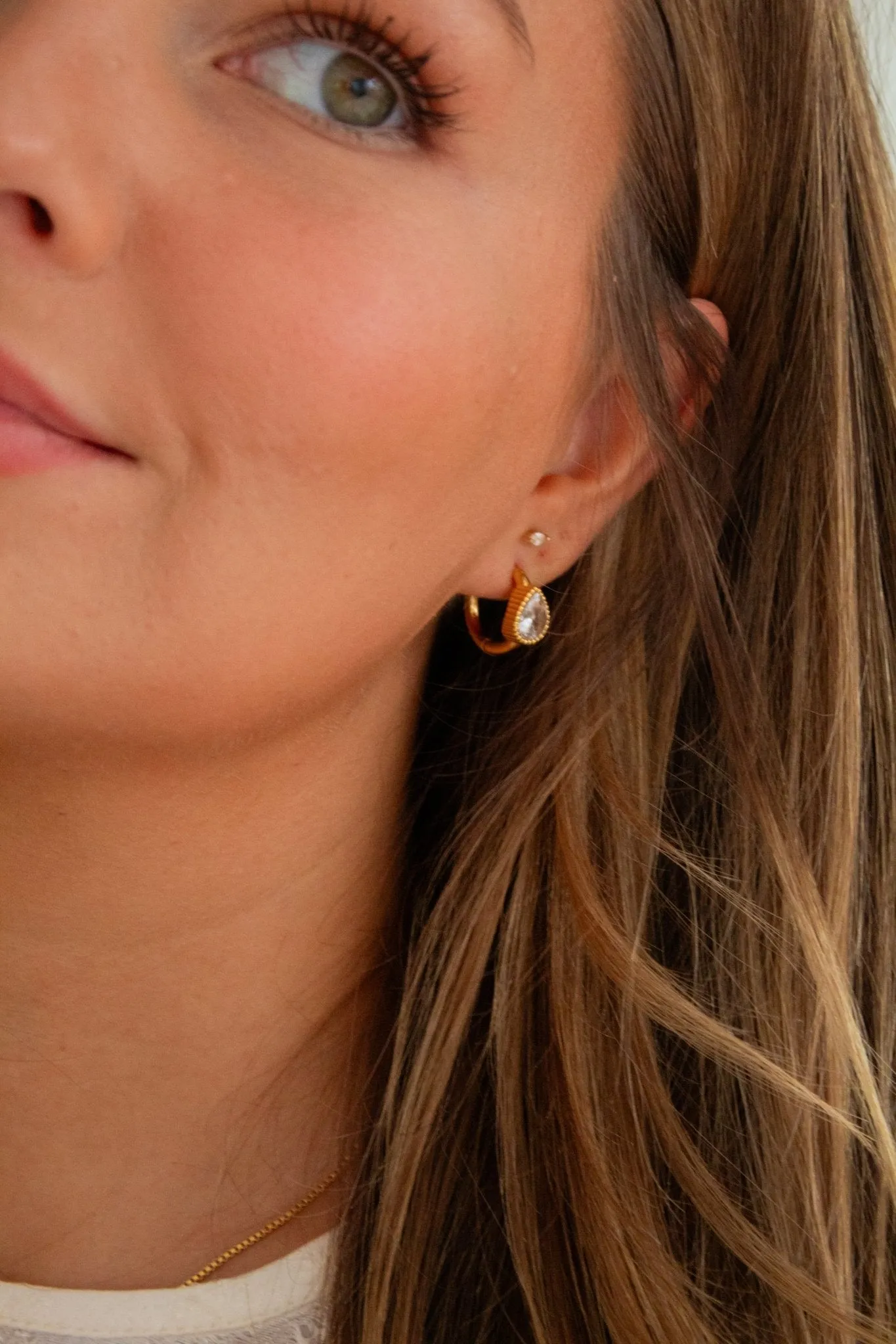 Bezel Gemstone Hoop Earrings Andi