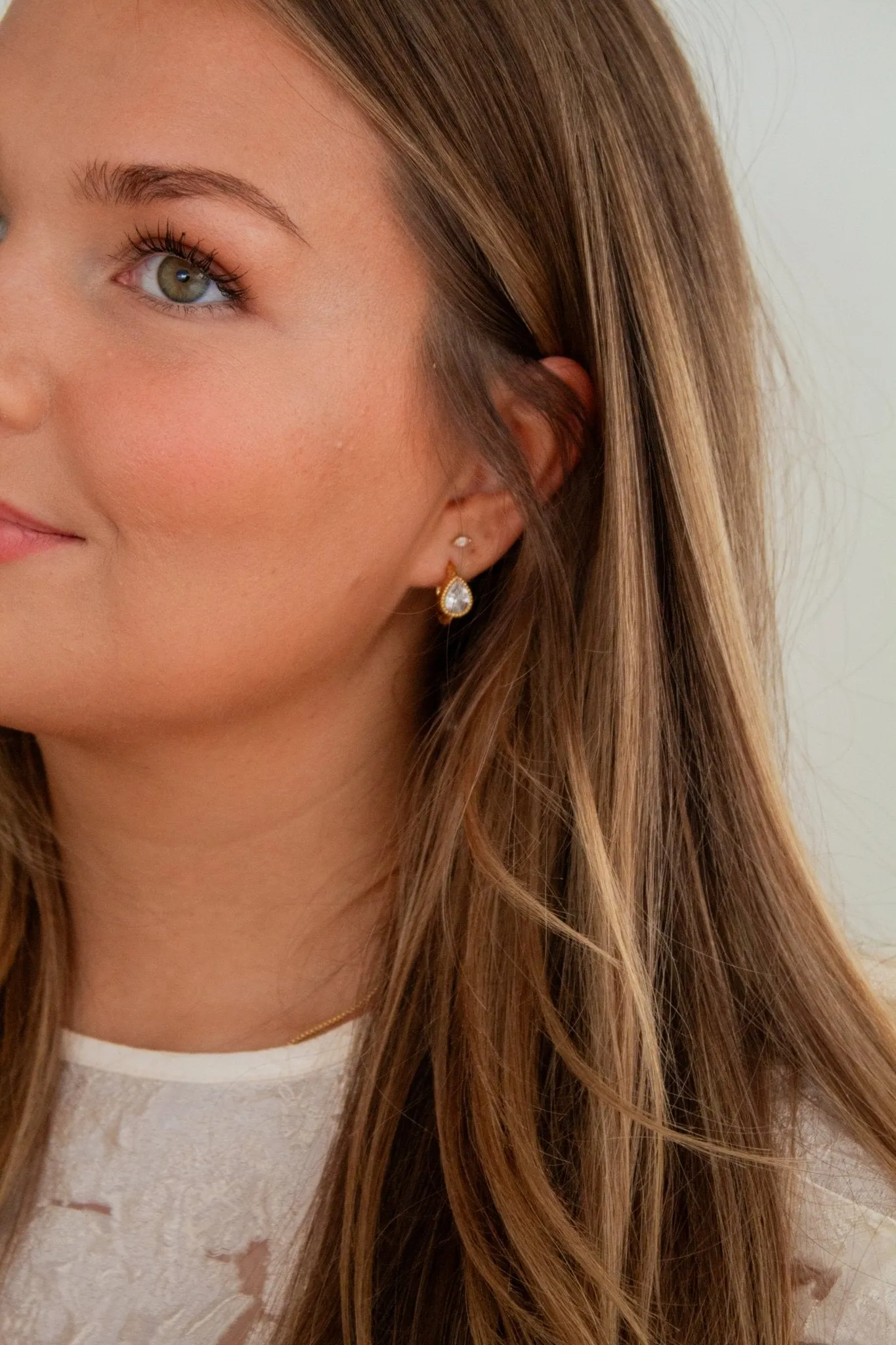 Bezel Gemstone Hoop Earrings Andi