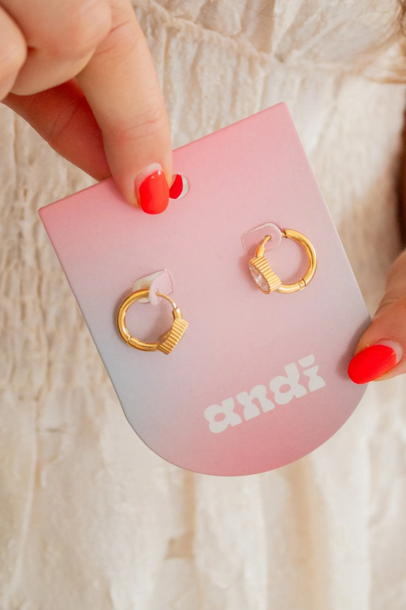 Bezel Gemstone Hoop Earrings Andi
