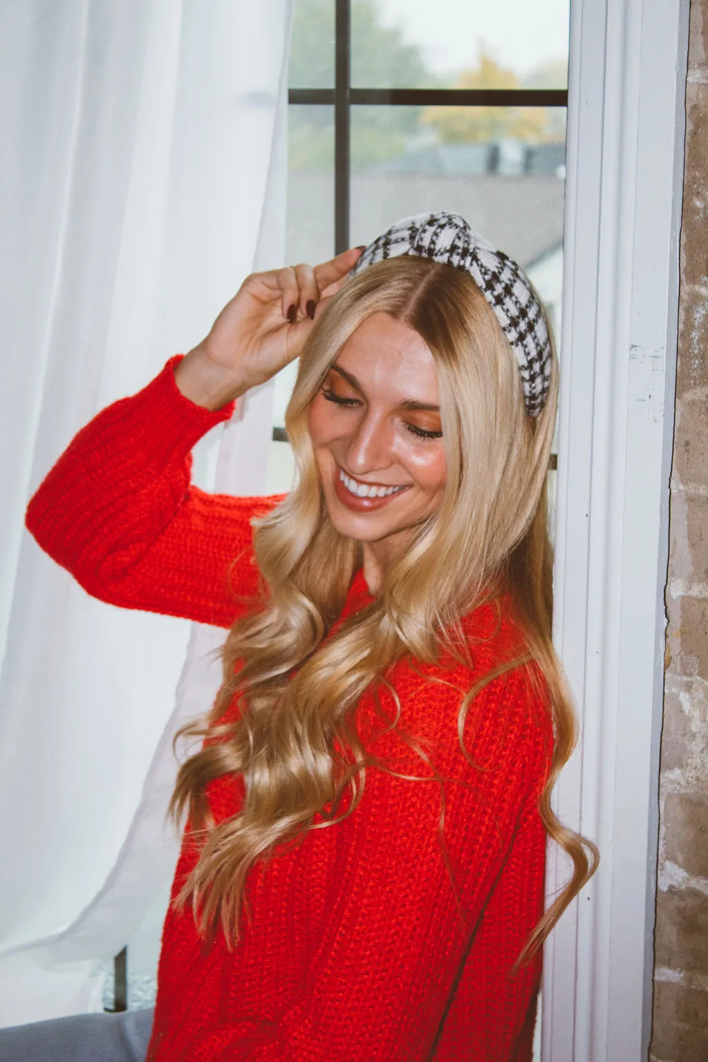 Black and White Plaid Headband Andi