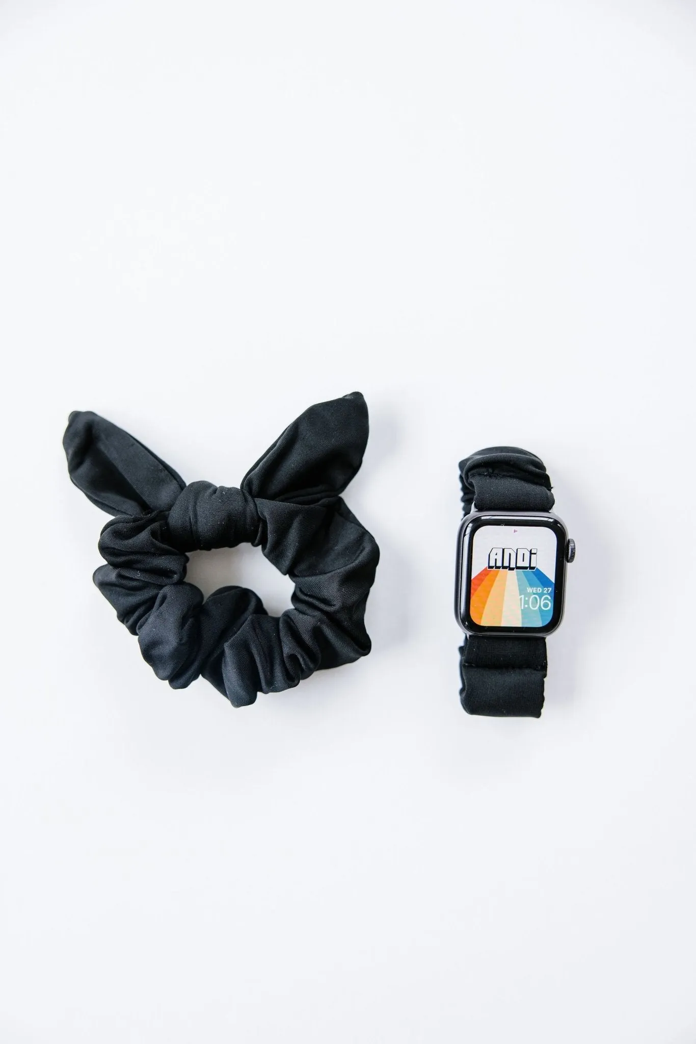 Black Athletic Scrunchie Band Compatible with Apple Watch Andi