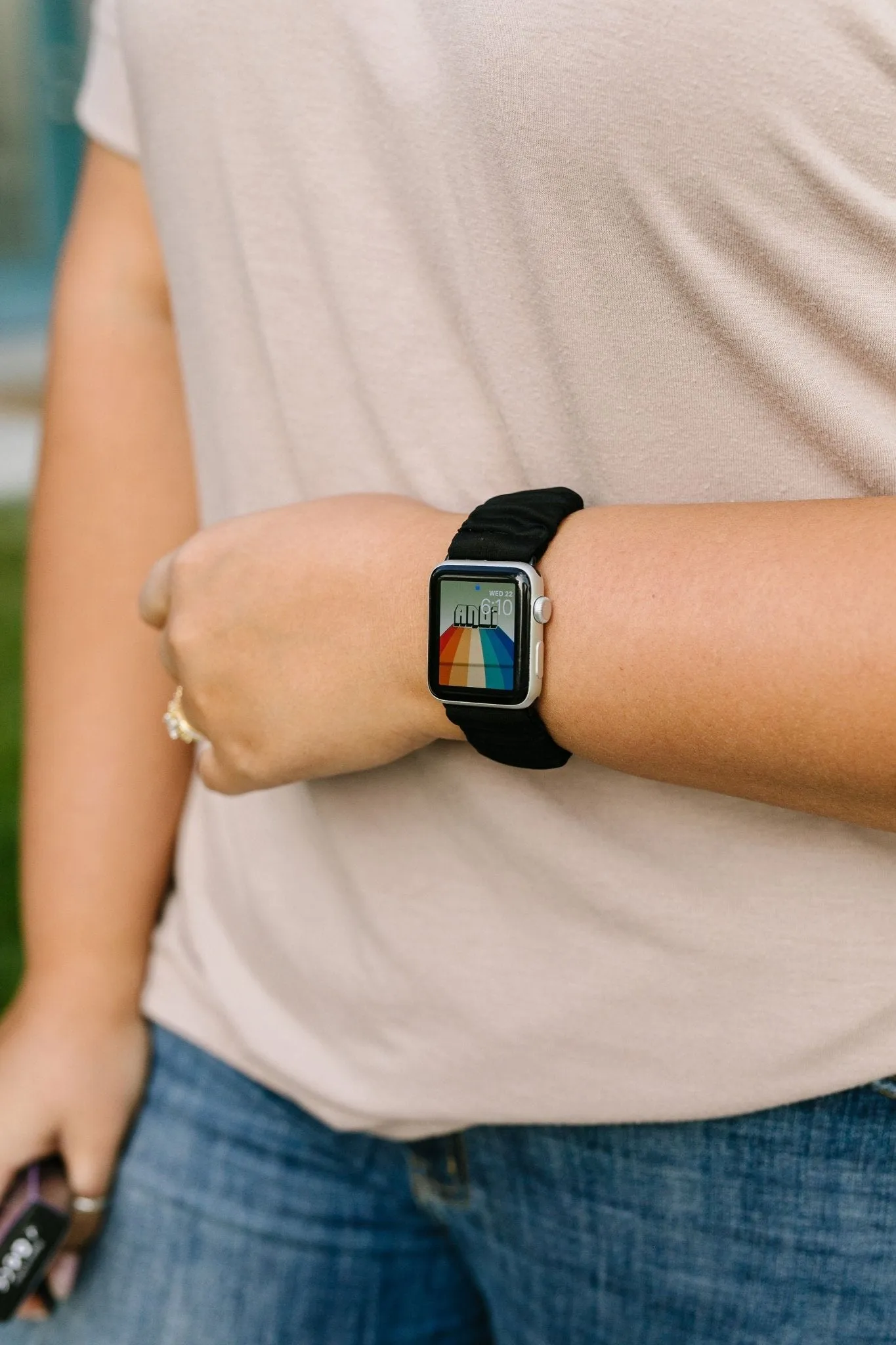 Black Athletic Scrunchie Band Compatible with Apple Watch Andi