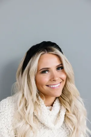 Black Braided Velvet Hard Headband Andi