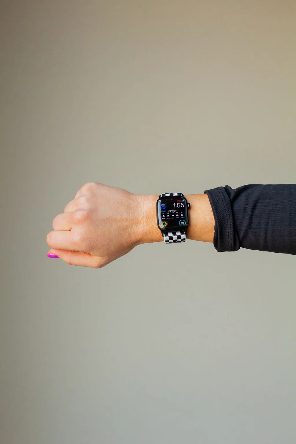 Black Checkerboard Adjustable Elastic Andi