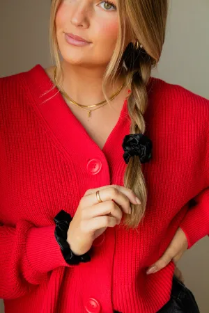 Black Faux Leather Scrunchie Andi