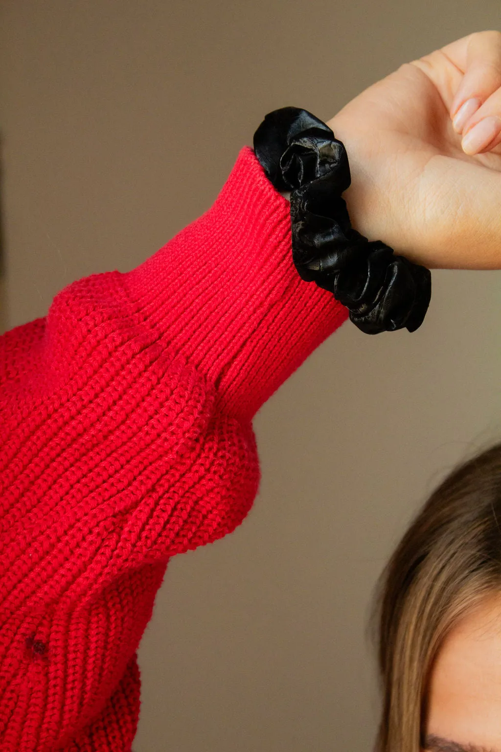 Black Faux Leather Scrunchie Andi