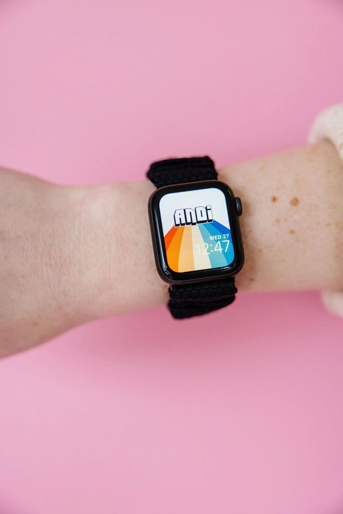Black Hexagon Athletic Scrunchie Band Compatible with Apple Watch Andi