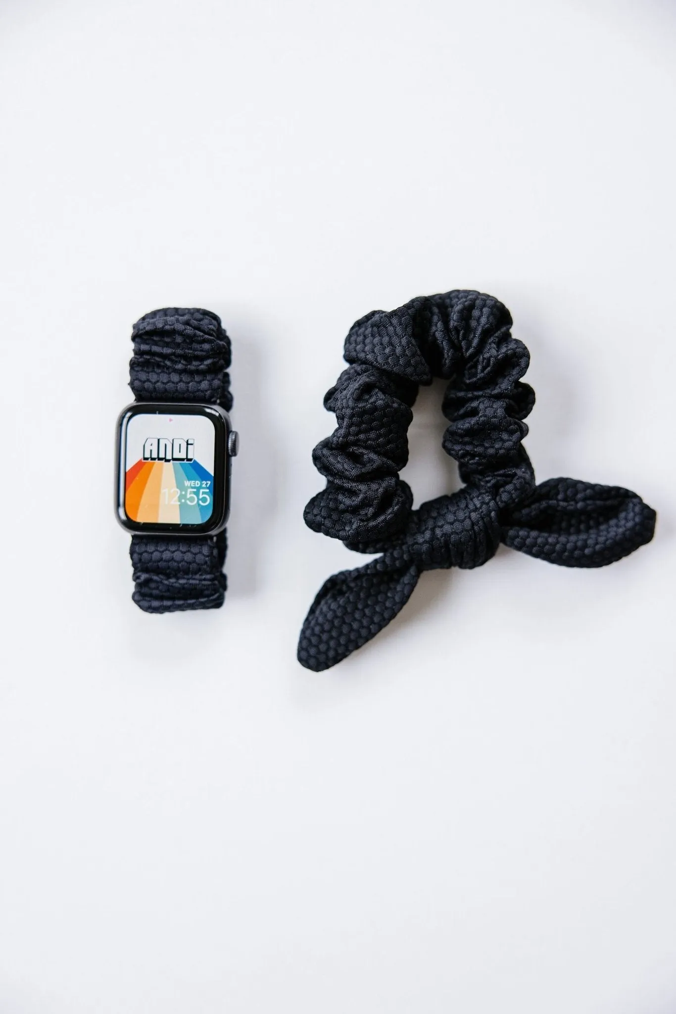 Black Hexagon Athletic Scrunchie Band Compatible with Apple Watch Andi