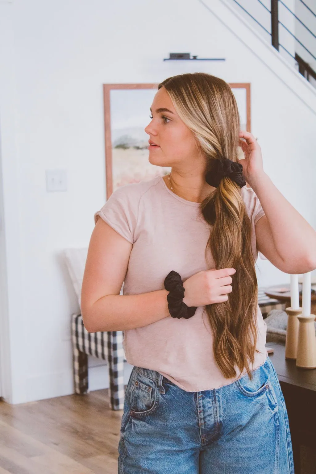 Black Hexagon Oversized Athletic Scrunchie Andi