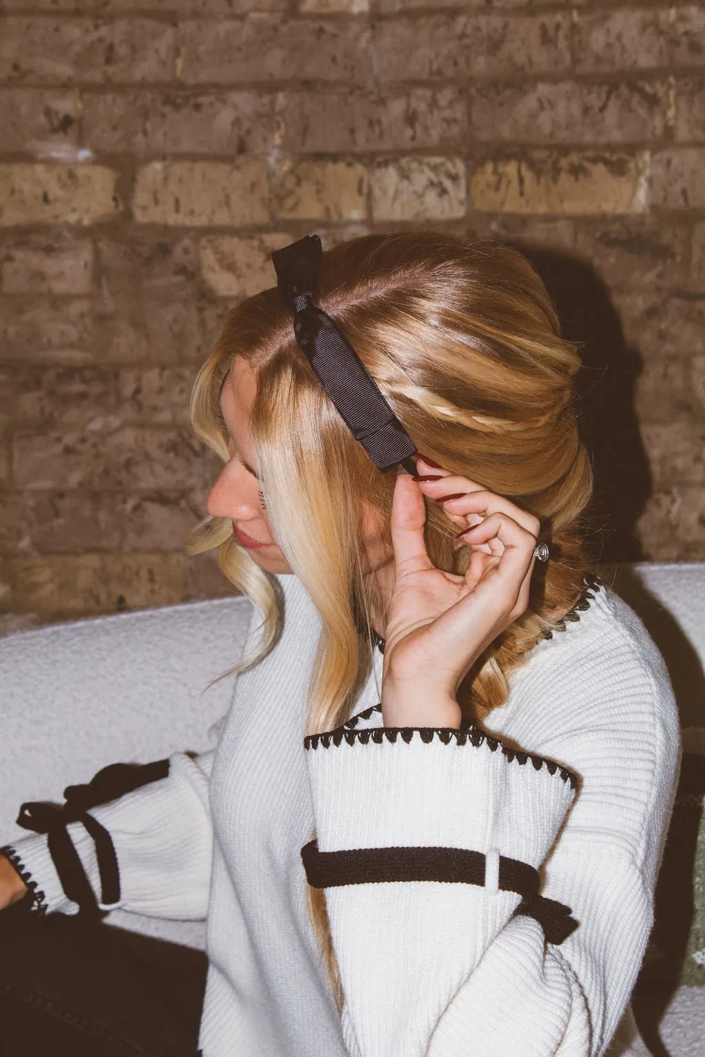 Black Ribbon Bow Headband Andi