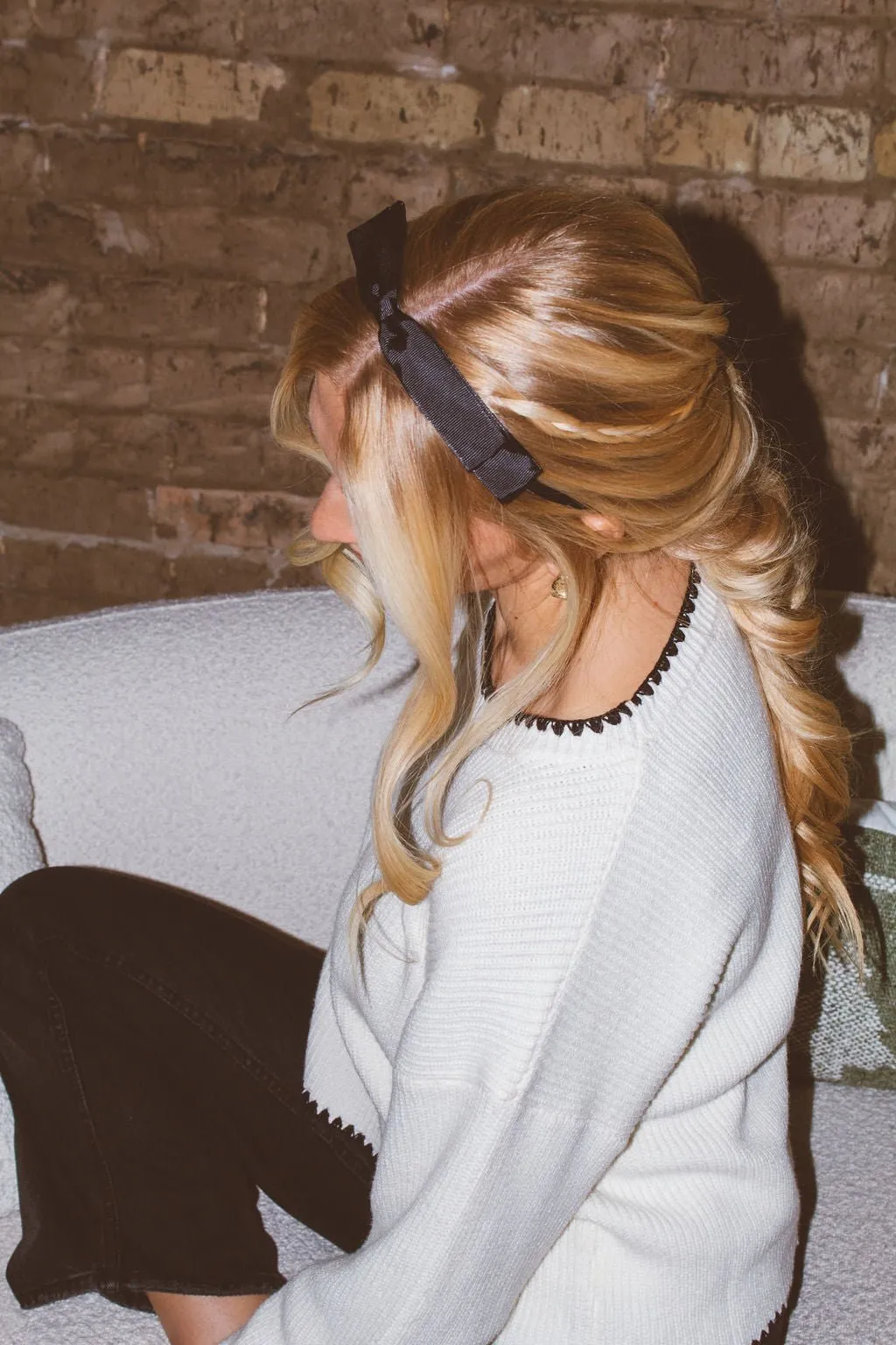 Black Ribbon Bow Headband Andi