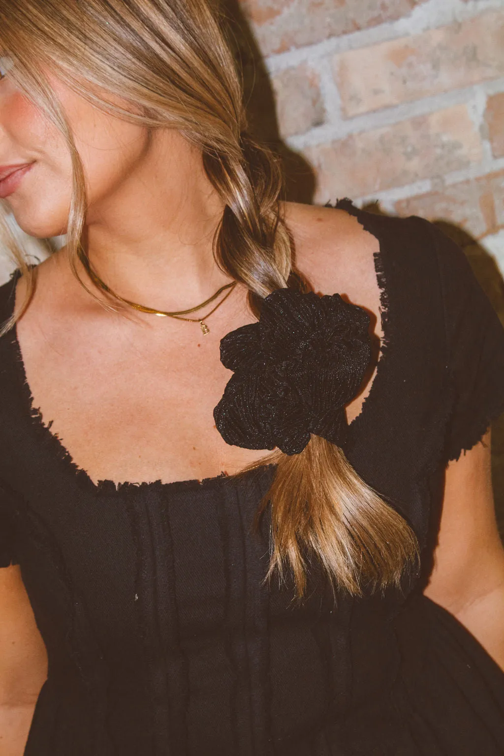 Black Ruffle Jumbo Scrunchie Andi