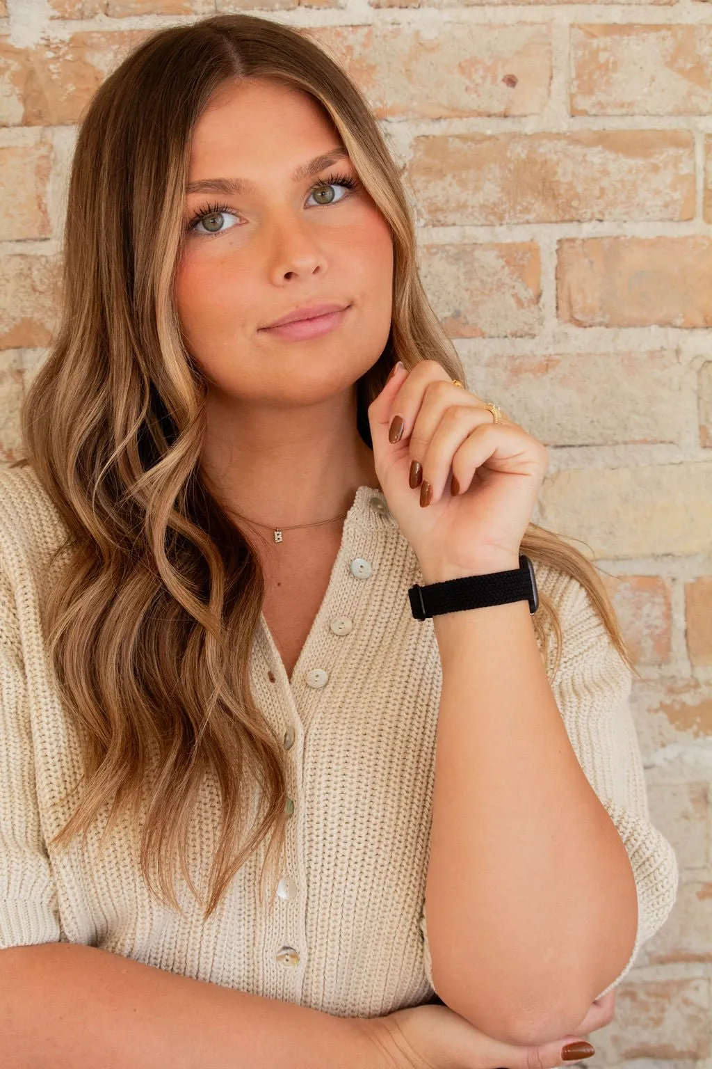 Black Thin Weaved Adjustable Elastic Watch Band Andi