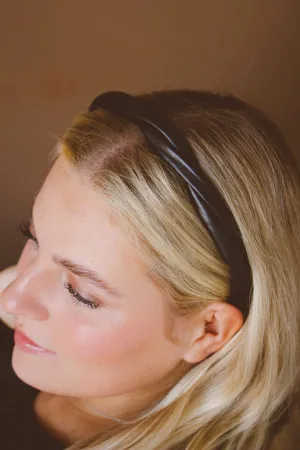 Black Twisted Leather Hard Headband Andi