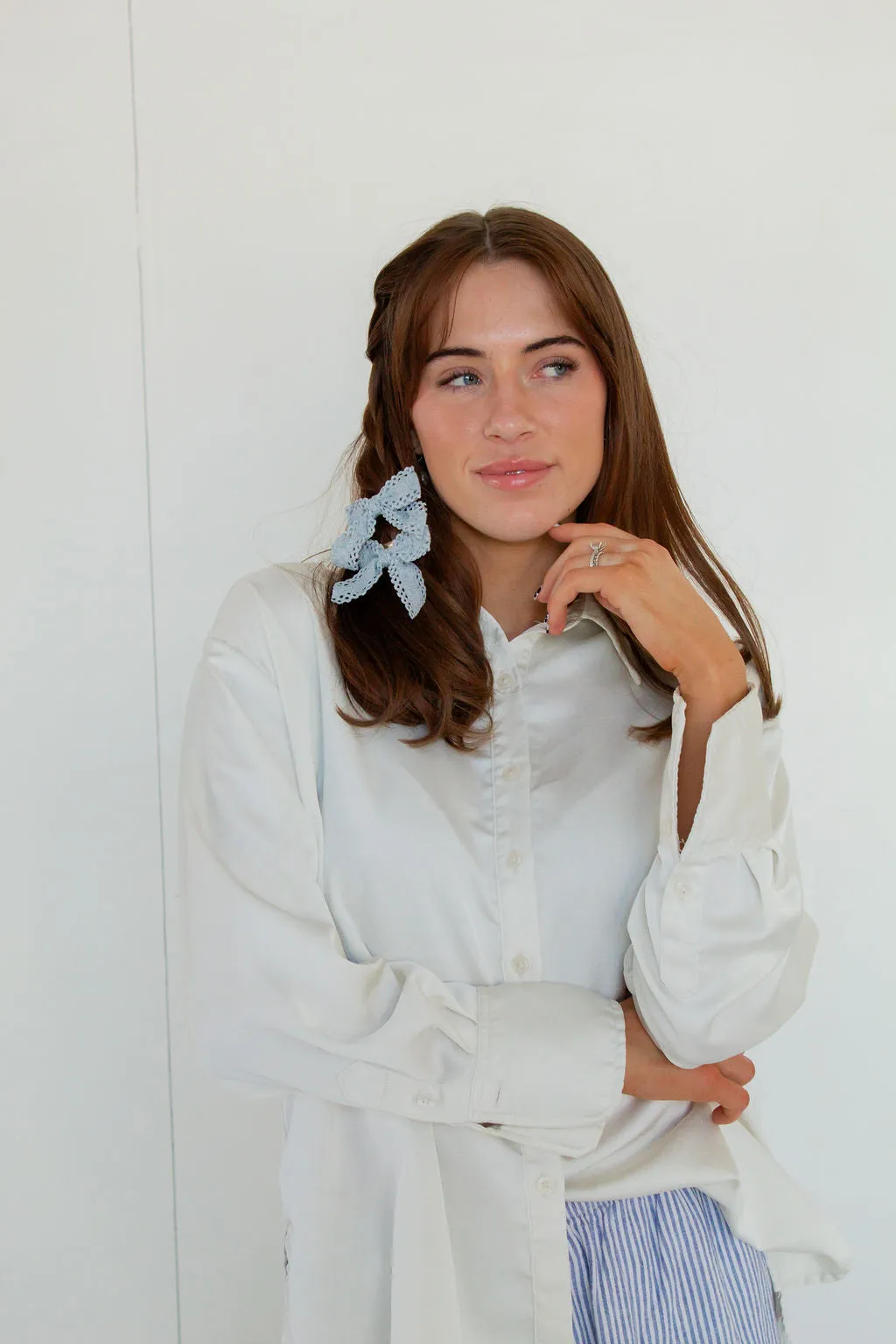 Blue Lace Bow Clip 2-pack Andi