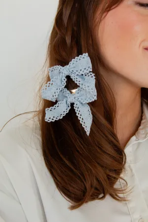 Blue Lace Bow Clip 2-pack Andi