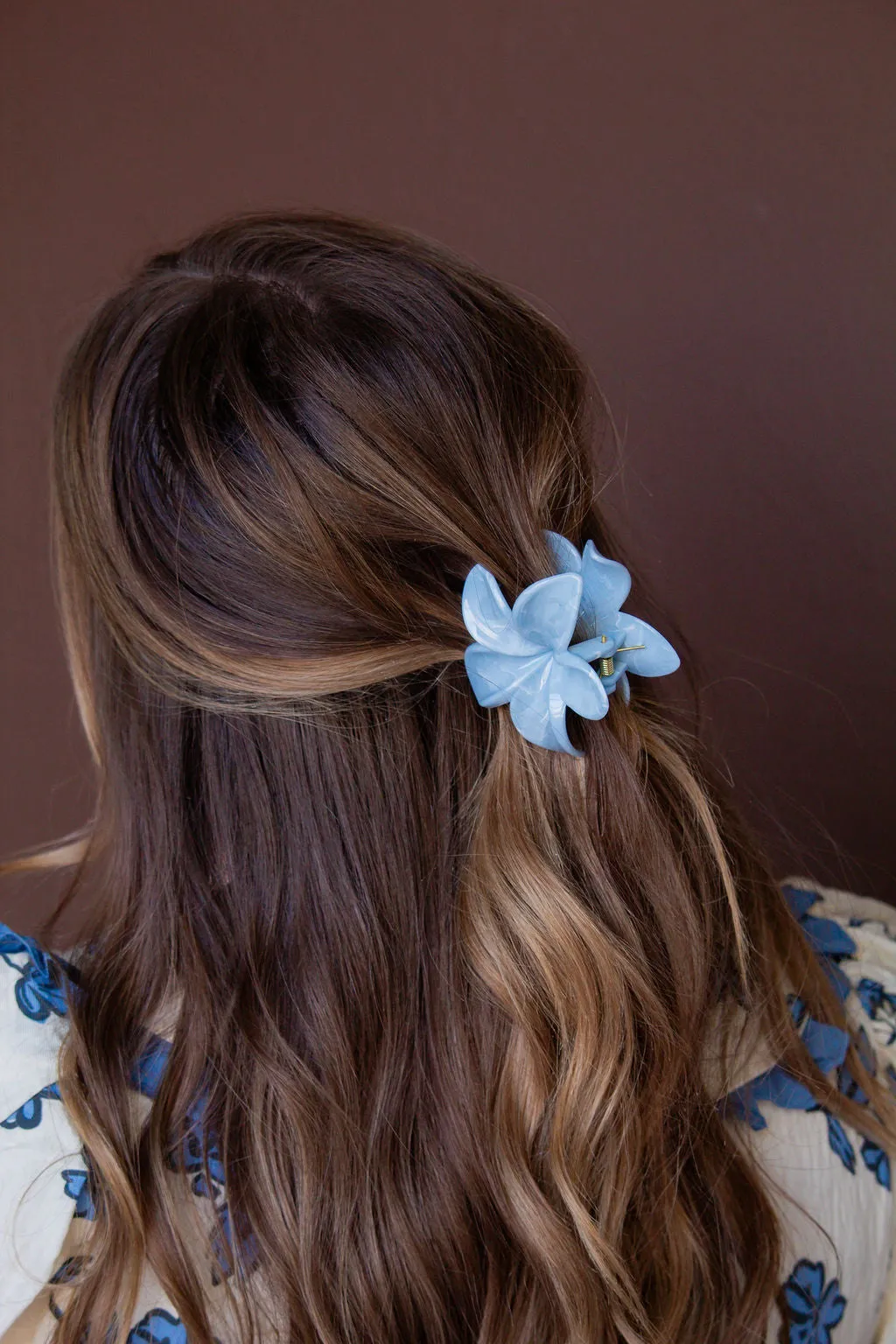 Blue Marble Flower Claw Clip Andi