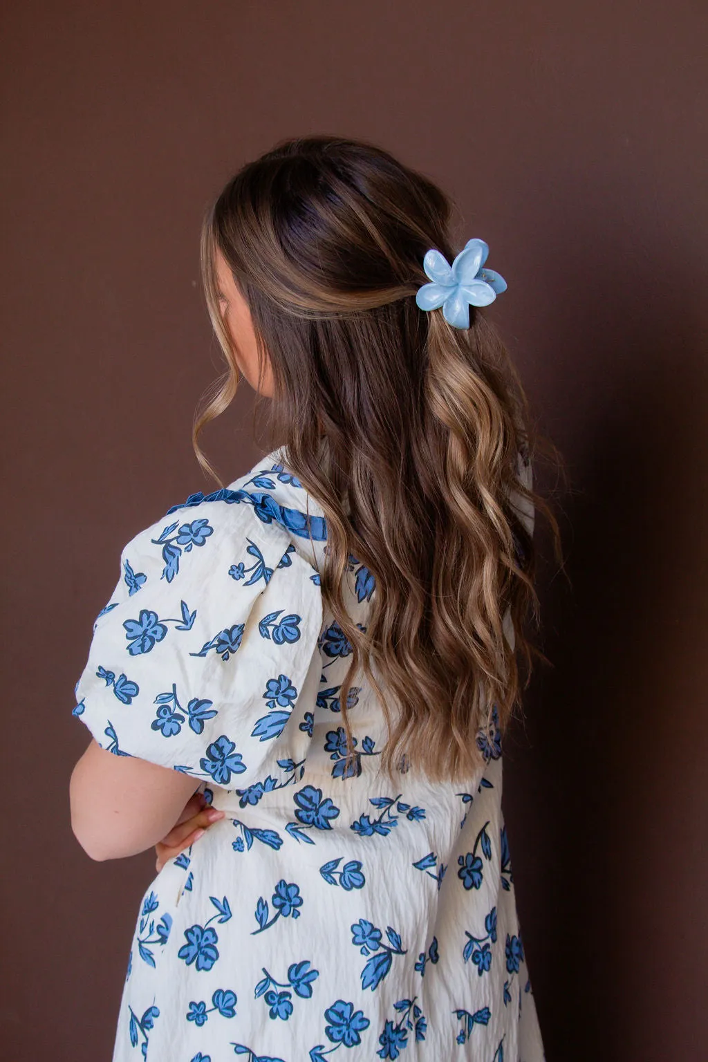 Blue Marble Flower Claw Clip Andi