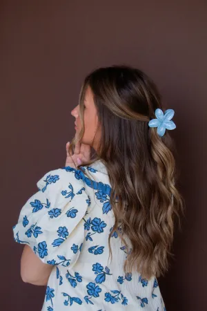 Blue Marble Flower Claw Clip Andi