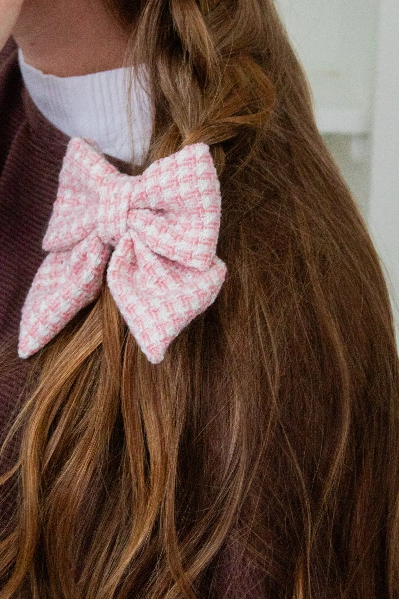 Blush Tweed Bow Andi