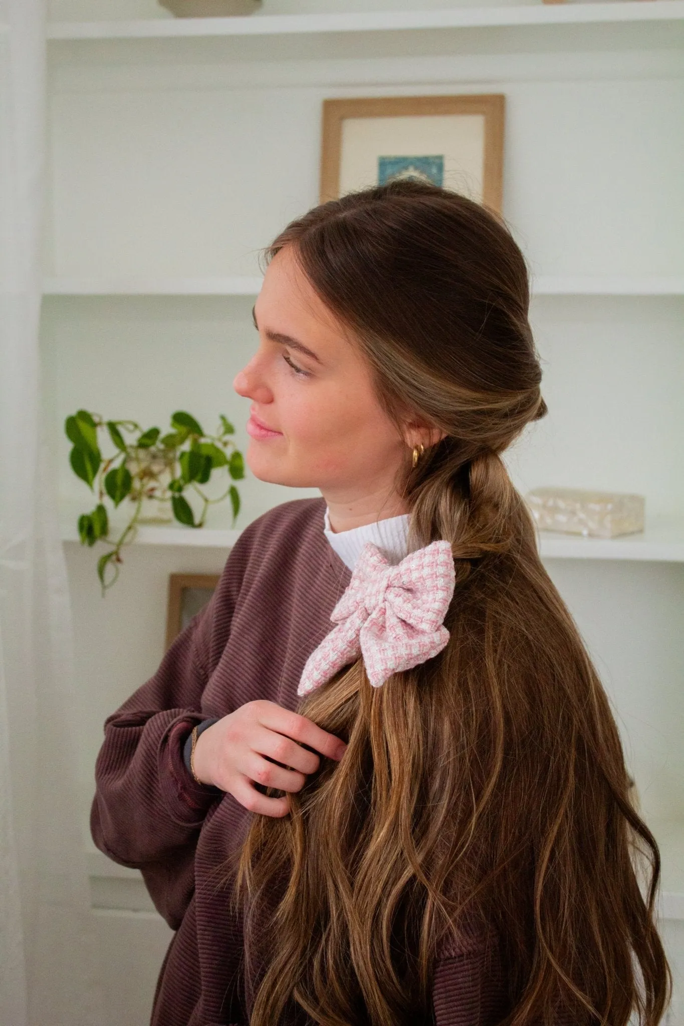 Blush Tweed Bow Andi