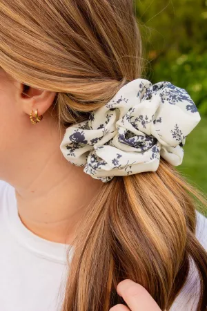 Botanical Blue Jumbo Scrunchie Andi