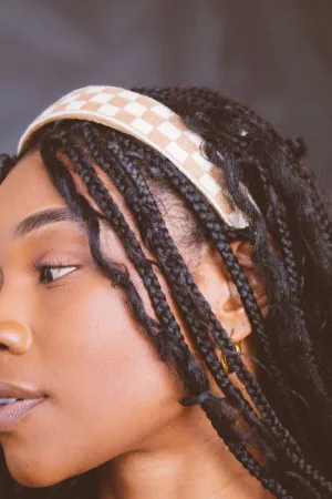 Brown Checkered Hard Headband Andi