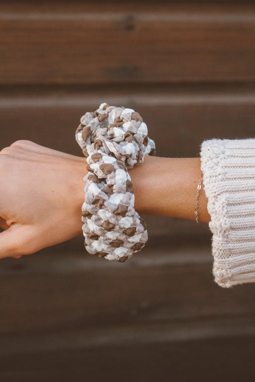 Brown Checkered Oversized Scrunchie Andi