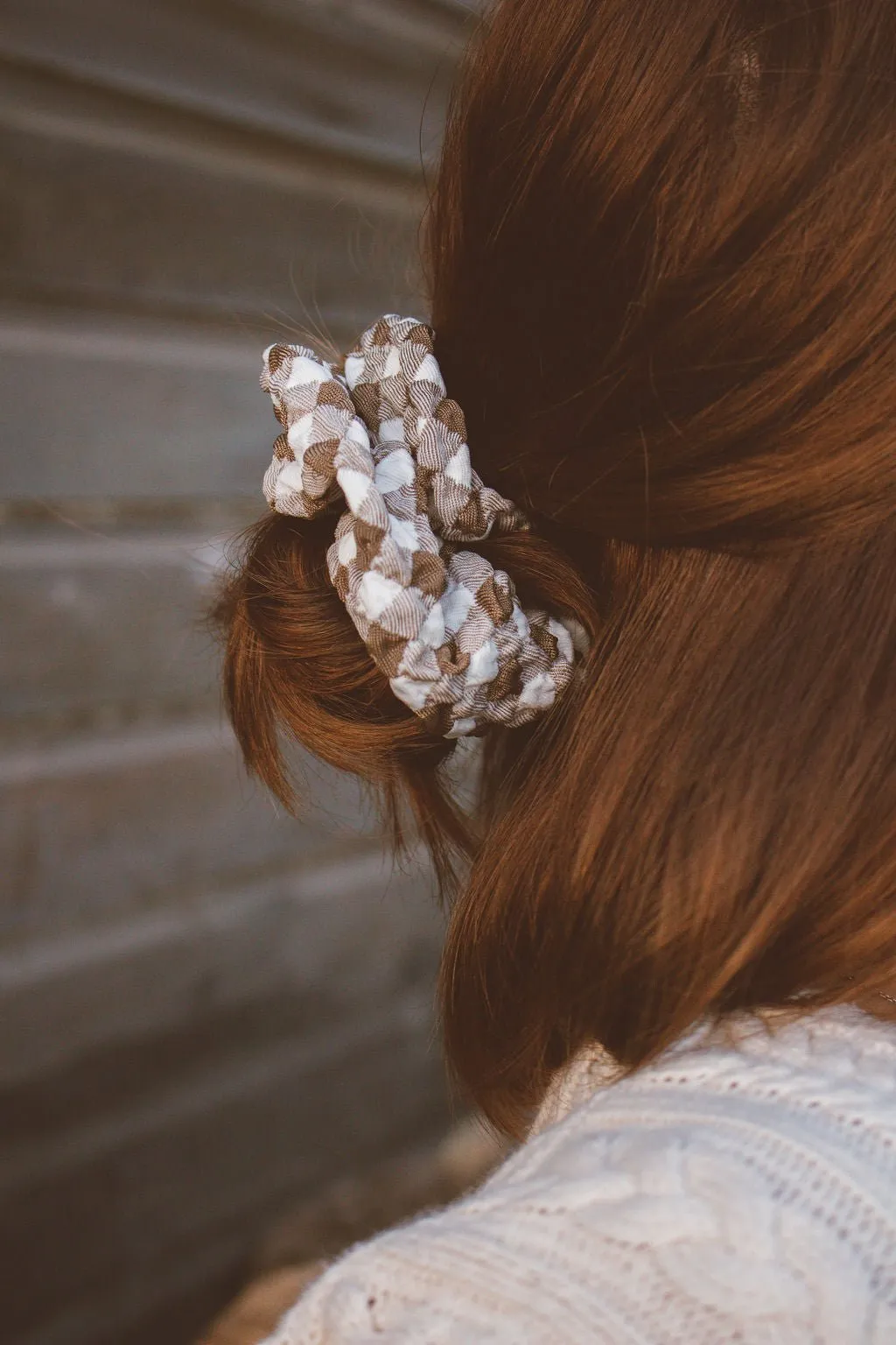 Brown Checkered Oversized Scrunchie Andi