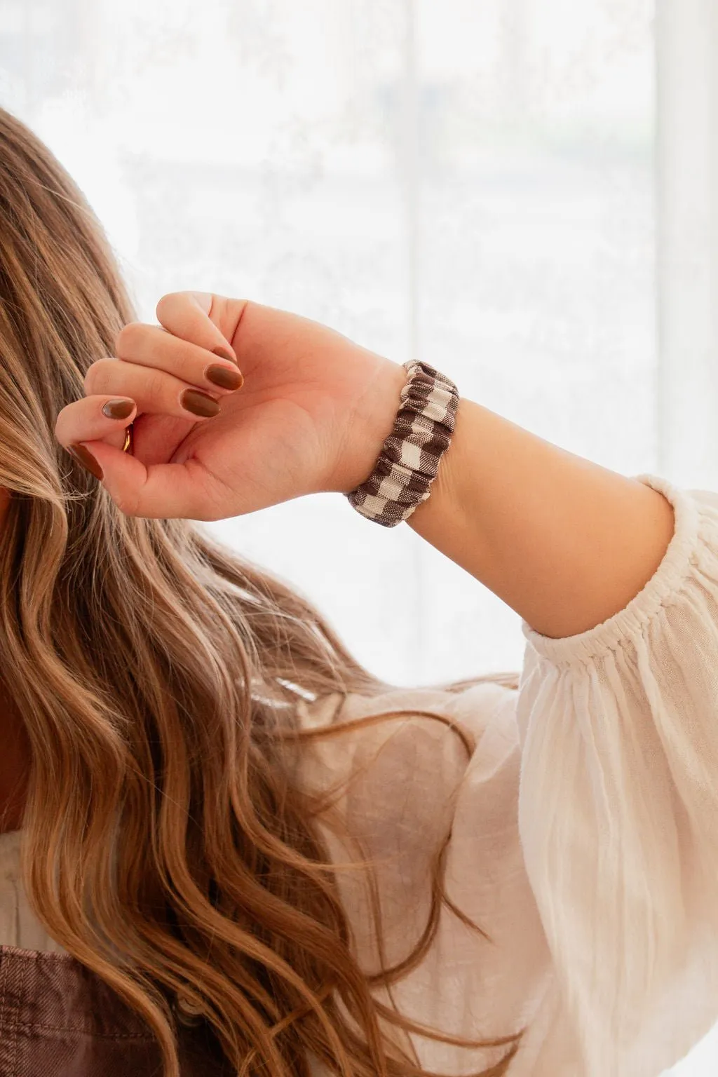 Brown Gingham Scrunchie Band Compatible with Apple Watch Andi
