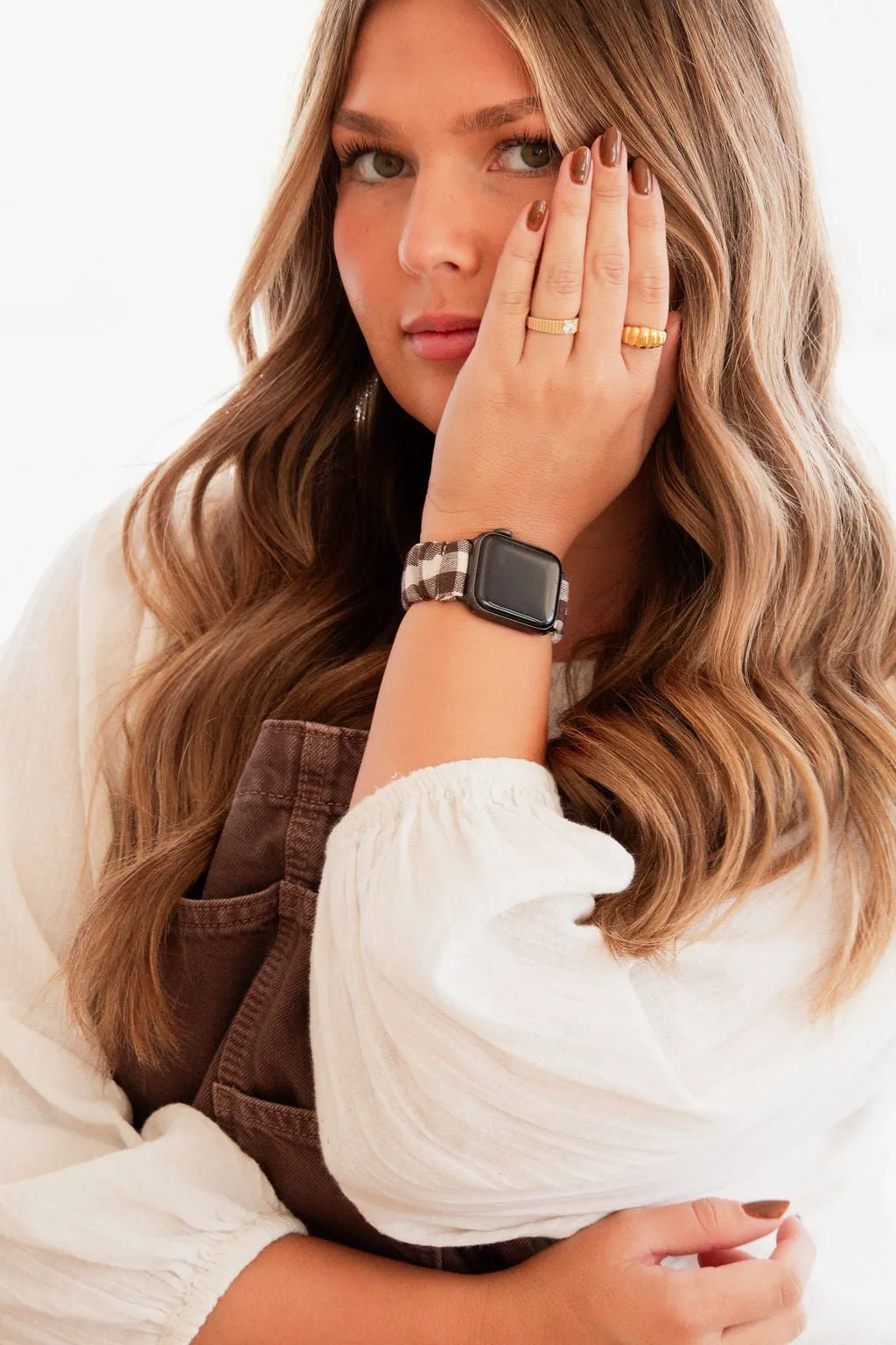 Brown Gingham Scrunchie Band Compatible with Apple Watch Andi