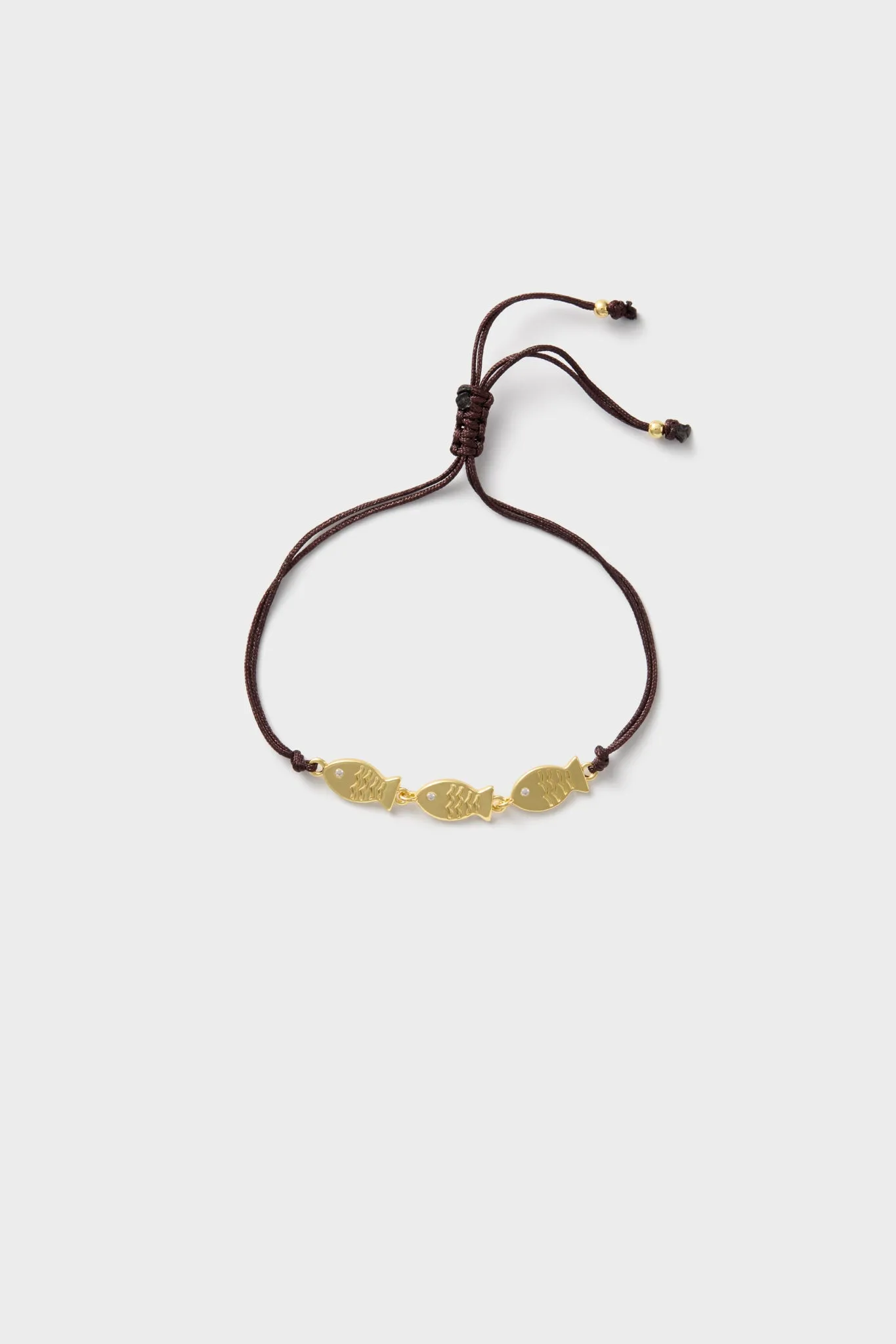 Brown Triple Fish Cord Bracelet