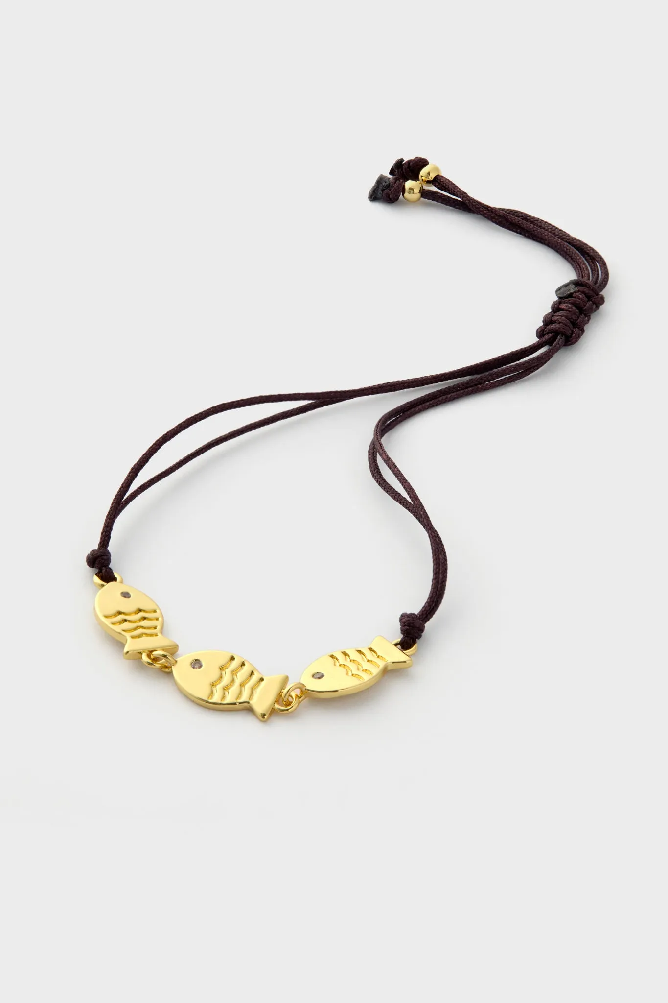Brown Triple Fish Cord Bracelet