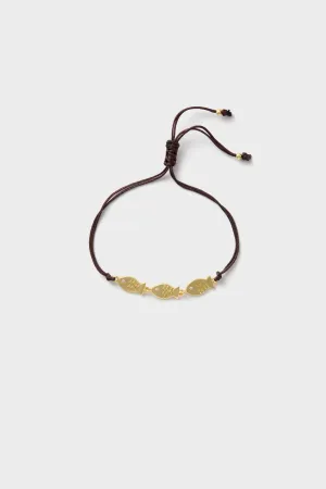 Brown Triple Fish Cord Bracelet