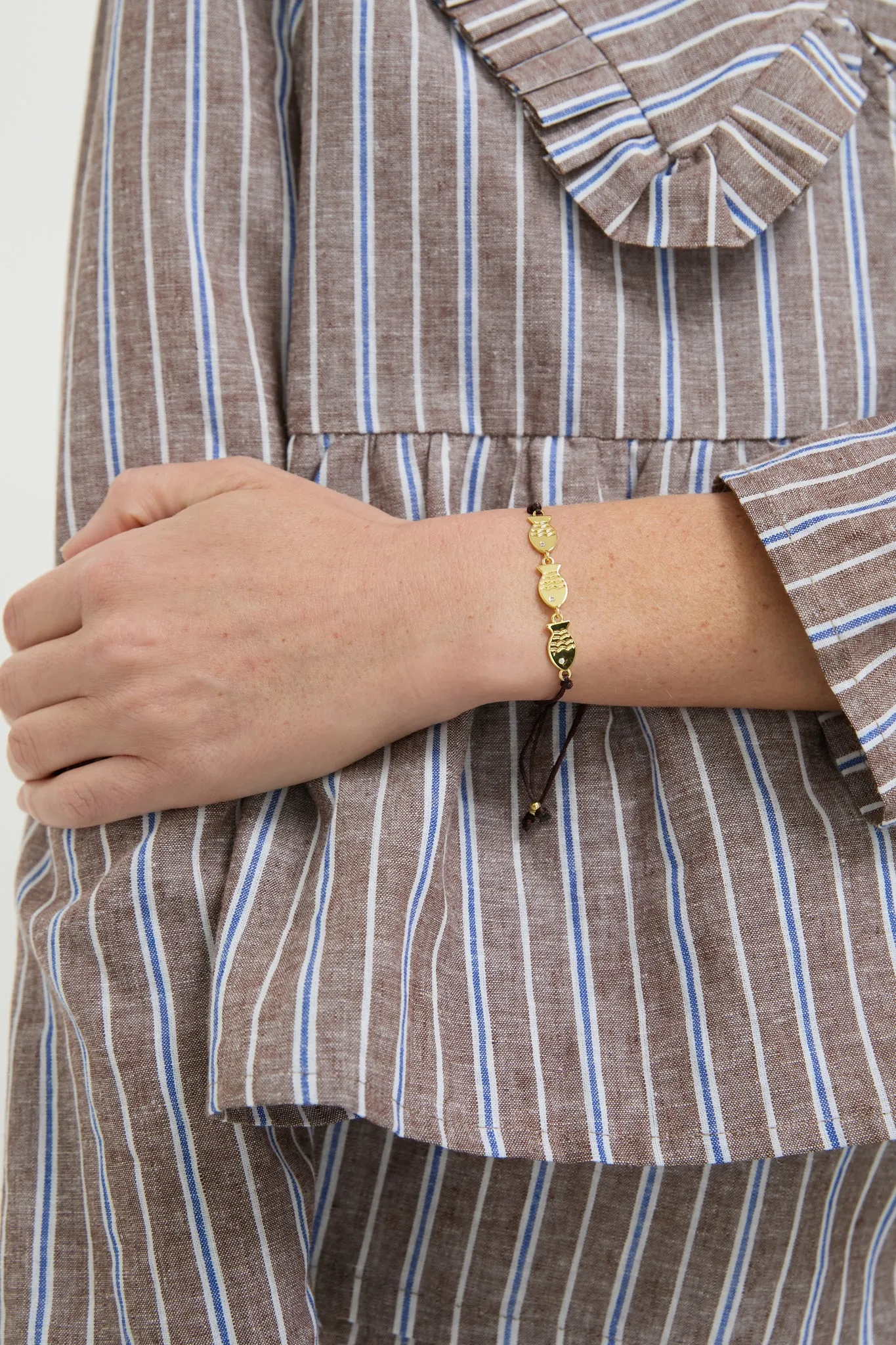 Brown Triple Fish Cord Bracelet